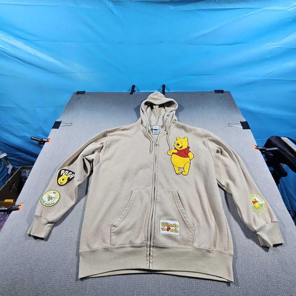 Disney jacket X Large Winnie The Pooh Fleece Hoodie Zip up Embroidered Patch